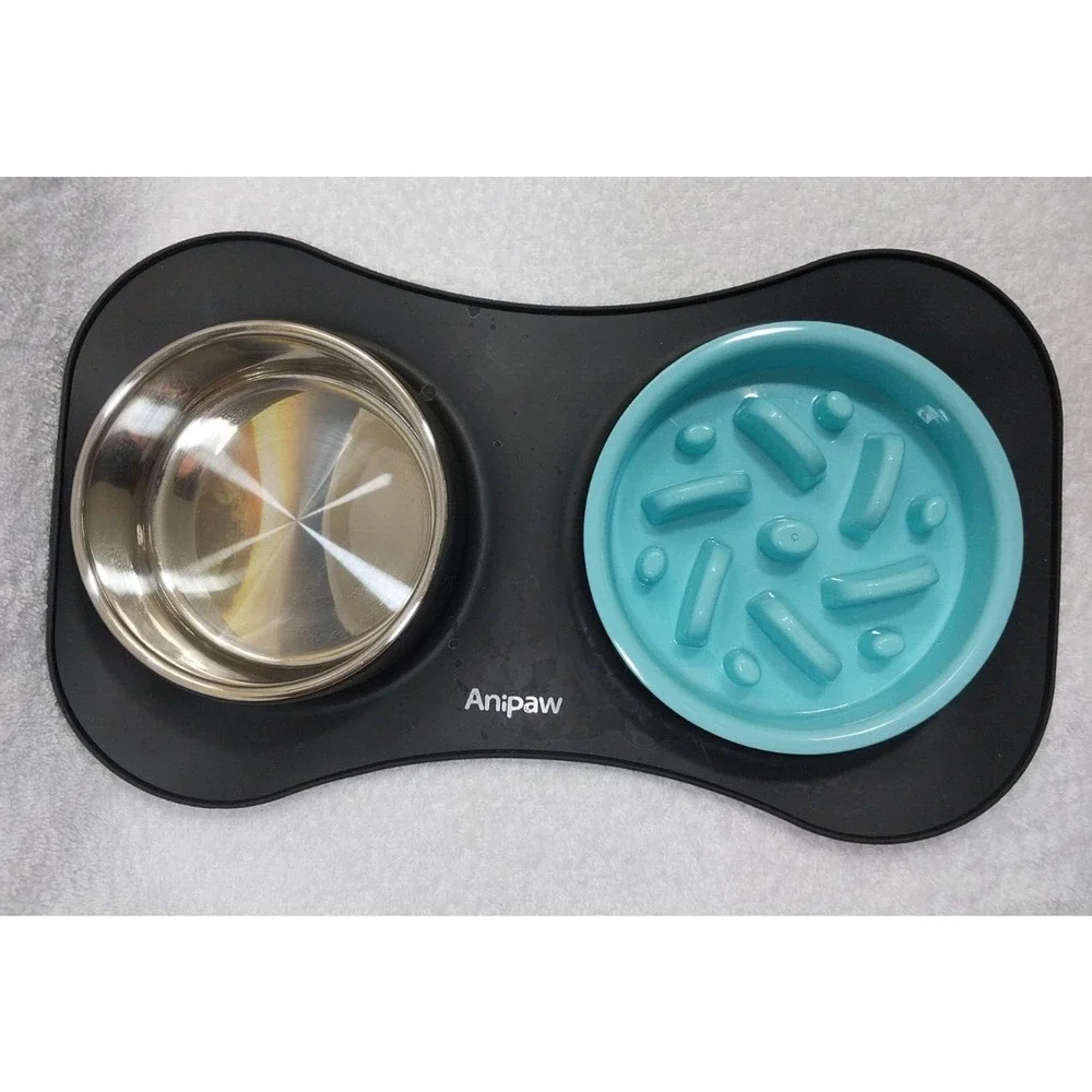 Anipaw Slow Feeder Dog Bowls 3 in 1 Stainless Steel Dog Food and Water Bowls wit